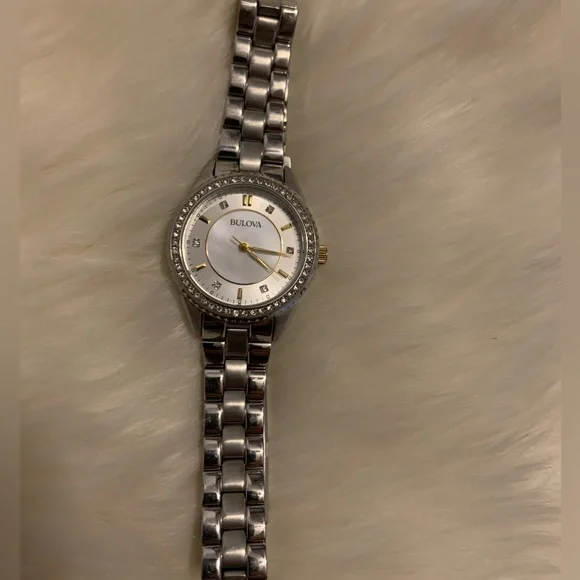 BULOVA Stainless Steel WATCH Crystal Bezel Box Authentic Working sku 04242953666 BULOVA Stainless Steel WATCH Crystal Bezel Box Authentic  main image 3